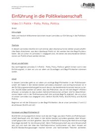 Vorschau 1 von Skript Video 3.1 - Politik - Polity, Policy, Politics.pdf