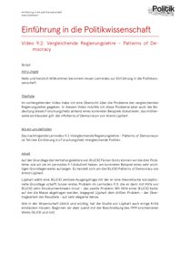 Vorschau 1 von Skript Video 9.2 - Vergleichende Regierungslehre - Patterns of Democracy.pdf