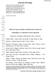 Vorschau 1 von Huang_et_al_2022_JEcol- Effects of enemy exclusion on biodiversity productivity relationships in a subtropical.pdf
